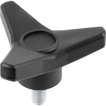 Kipp Triangular Grip D=M12X30 D1=105 H=46, Form:L Thermoplastic, Black, Comp:Steel K1083.410512X30